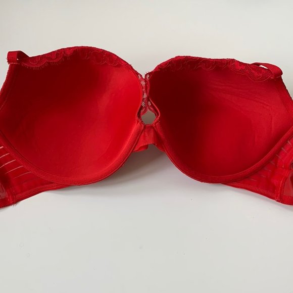 38 DDD La Senza Red Lace Beyond Sexy Classic Plunge Push-Up Bra - Picture 3 of 9